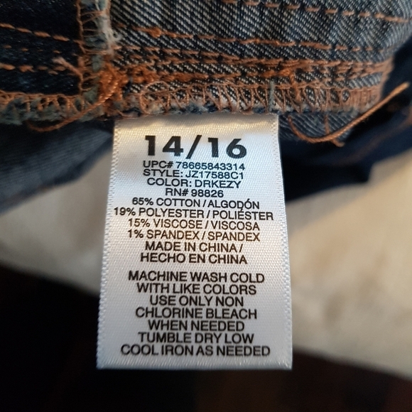 Jordache girls size 14/16 cropped jean overalls dark wash EUC - Picture 4 of 6